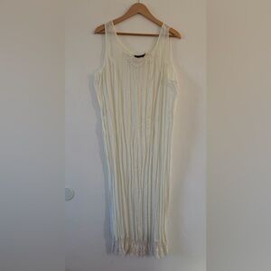 Vintage Cream Pleated Lace Trimmed Nightgown Slip Dress Size Large